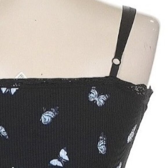 Divided X H&M Black Coquette Ribbed Butterfly Mini Dress Y2K Revive Grunge S - Picture 10 of 14